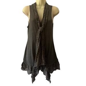 Anthropologie Mine brand Taupe Knit & Lace Vest